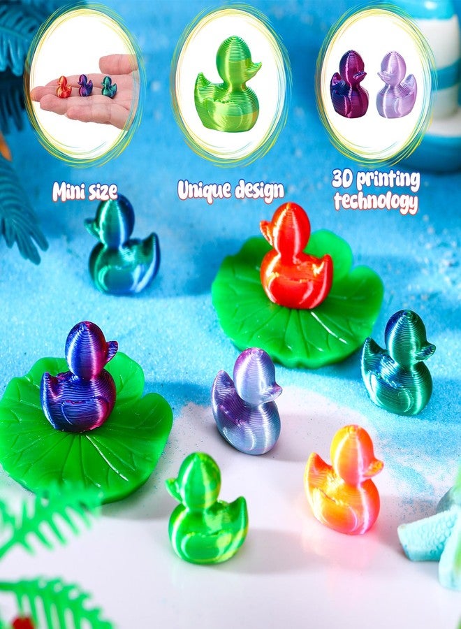 GGSTDDUP 150Pcs 3D Printed Mini Ducks Figurines, Shiny Gradient Color Miniature Ducks, Tiny Ducking Ornaments for Miniature Garden Dollhouse Cake Potted Aquarium - Image 3